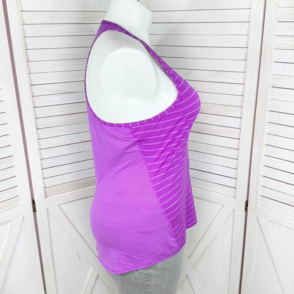 Athleta Chi Multi Stripe Racerback Tank Top Shirt Electric Purple XL - Picture 4 of 13